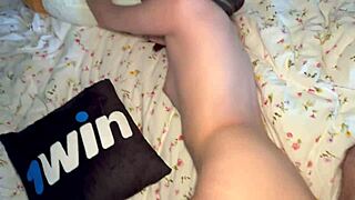 Cute Little 18+ Hottie Jerks Off With Her Tits And Cums