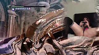 S sexy Bimbo Uses Lovense During Gaming Session Playing Bayonetta Episode 4