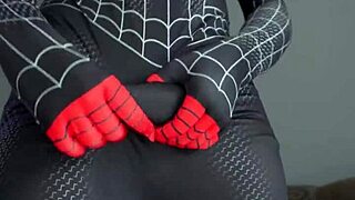 Miles Morales Homem Aranha Cosplay Jerking Off And Cumming A Lot - Thick Cum
