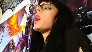 Asmr kisses with a petite goth teen in glasses