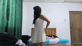 The Busty Executive Chooses A White Dress And Starts Showing Her Beautiful Vagina