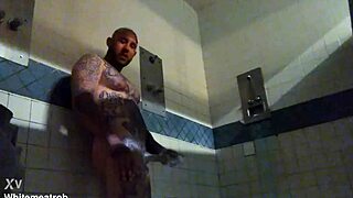 In Prison, He MASTURBATES Solo to Wet CUMSHOT with Big White Cock and Tattoos