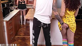 Maid can't resist masturbating as daddy fucks me in the kitchen!