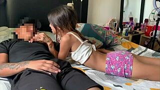 stepsister decides to fuck her stepbrother when parents are away, full story.