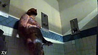 In Prison, He MASTURBATES Solo to Wet CUMSHOT with Big White Cock and Tattoos
