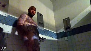 In Prison, He MASTURBATES Solo to Wet CUMSHOT with Big White Cock and Tattoos