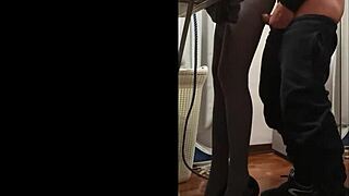 Milf gets fucked while ironing in heels.