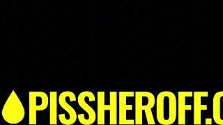 Blonde latina teen kneels to drink piss and suck cock eagerly