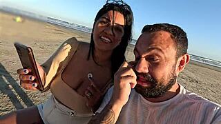 Anal Creampie on Beach Public Fuck