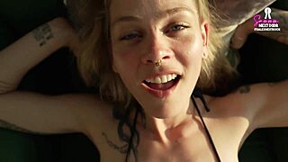 Blonde beauty gets attention in red converse shoes