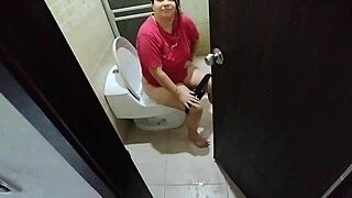 she catches me spying in the bathroom and makes me fuck her big ass