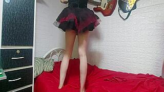 Hot witch does sensual dance in red panties shows vagina and moves nicely as doctor recommended for Halloween