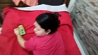 she catches me spying in the bathroom and makes me fuck her big ass