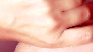 Pretty Japanese girl feels pleasure giving close-up blowjob in porn story