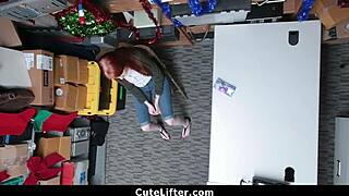 ginger teen caught stealing electronics punished with hard fucking
