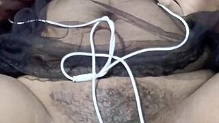 Indonesian girl masturbates with eggplant to orgasm