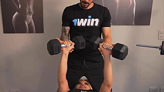 muscular sexy girl takes control of the gym and ends up fucking a stranger there