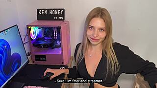 blonde girl teases you on camera with cute moves 😘