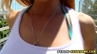 I love flashing my big tits in public as an amateur babe