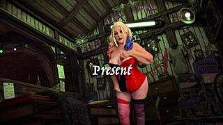 granny harley quinn plays with rabbit toy for orgasm