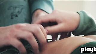 Horny couple enjoys sensual sex on a winter day.