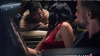 Huge boobs Latina wife enjoys kinky public sex with husband and stranger.