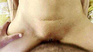 Stepmom pegs stepson hard. Close-up view of wet pussy filling with cum!