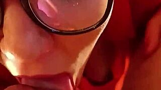 Cock Loving Bitch Sucking Sloppy Deepthroat With Glasses As Young Wife