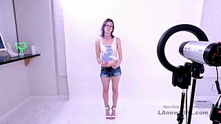 purple-haired dream at modeling audition