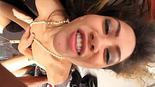 james drops his hard dick in jaylas mouth after picking her up from the local nail salon