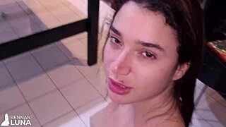 Brazilian slut sucks deepthroat, gives ass for anal creampie, gaping wet