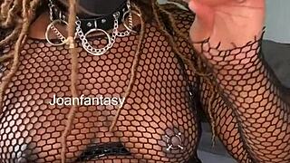 Joanfantasy Teases Solo in Black Fishnet Lingerie with Toys and Masturbation