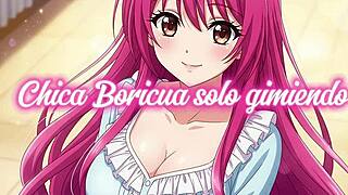 Boricua moans softly in solo masturbation