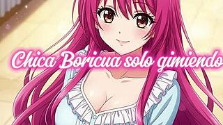 Boricua moans softly in solo masturbation