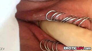 Horny Babe Toys Her Pierced Pussy