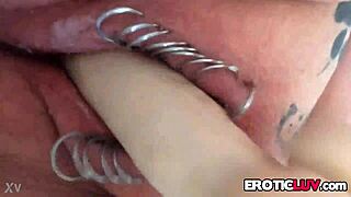 Horny Babe Toys Her Pierced Pussy