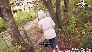 Shy student tourist tries outdoor sex with German pickup macho