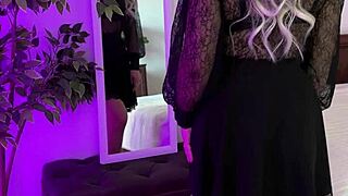 Milf in Blue Ribbon Crotchless Panties