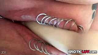 Horny Babe Toys Her Pierced Pussy