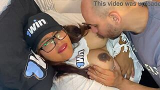 After the party, this horny latina milf lets me eat her big tits while she masturbates to orgasm