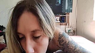 Amateur babe with small tits gives blowjob and creampie