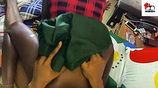 skinny 18y student in uniform visits boyfriend with hairy pussy for doggystyle during class hours