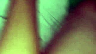 Cuckold husband licks creampied pussy during anal