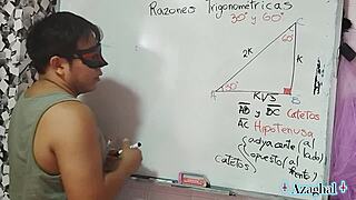 Asian Teacher Teaches Nerd Student Math