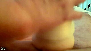 Girlfriend tests toy while friend watches homemade