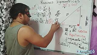 Asian Teacher Teaches Nerd Student Math