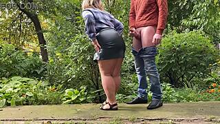 Son-In-Law Cums On Leather Skirt