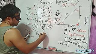 Asian Teacher Teaches Nerd Student Math