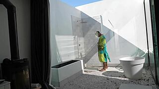 neighbors caught us fucking in the pool bathroom and filmed it