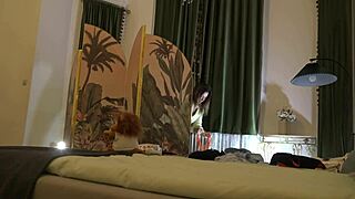 Beautiful brunette babe tries on lingerie and mini skirts backstage for a haul day